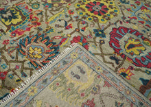 9x12 Moss, Coral, Orange Color Hand Knotted Oushak Wool Arts and Crafts Oriental Rug