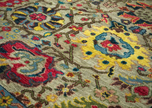 9x12 Moss, Coral, Orange Color Hand Knotted Oushak Wool Arts and Crafts Oriental Rug