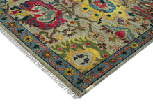 9x12 Moss, Coral, Orange Color Hand Knotted Oushak Wool Arts and Crafts Oriental Rug