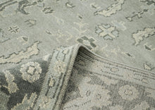 9x12 Gray, Taupe, Beige Color Hand Knotted Oushak Wool Transitional Oriental Rug