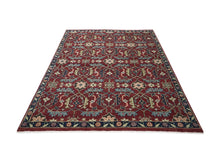 9x12 Rust, Red, Blue Color Hand Knotted Oushak Wool Transitional Oriental Rug