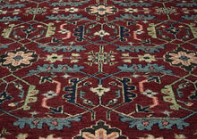 9x12 Rust, Red, Blue Color Hand Knotted Oushak Wool Transitional Oriental Rug