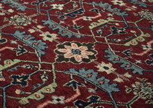 9x12 Rust, Red, Blue Color Hand Knotted Oushak Wool Transitional Oriental Rug