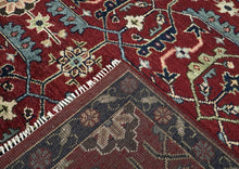 9x12 Rust, Red, Blue Color Hand Knotted Oushak Wool Transitional Oriental Rug
