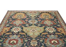 9x12 Teal, Gold, Burnt Orange Color Hand Knotted Oushak Wool Arts and Crafts Oriental Rug