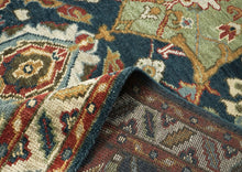 9x12 Teal, Gold, Burnt Orange Color Hand Knotted Oushak Wool Arts and Crafts Oriental Rug