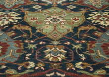 9x12 Teal, Gold, Burnt Orange Color Hand Knotted Oushak Wool Arts and Crafts Oriental Rug