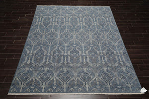 8'x10' Blue Hand Knotted Transitional Oriental 100% Wool Oriental Area Rug