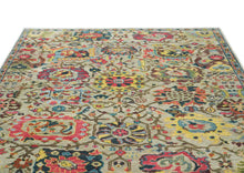9x12 Mint, Gold, Lime Color Hand Knotted Oushak Wool Arts and Crafts Oriental Rug
