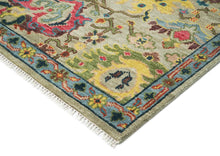 9x12 Mint, Gold, Lime Color Hand Knotted Oushak Wool Arts and Crafts Oriental Rug