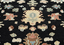 9x12 Black, Ivory, Rust Color Hand Knotted Oushak Wool Arts and Crafts Oriental Rug