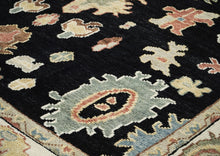 9x12 Black, Ivory, Rust Color Hand Knotted Oushak Wool Arts and Crafts Oriental Rug