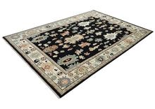 9x12 Black, Ivory, Rust Color Hand Knotted Oushak Wool Arts and Crafts Oriental Rug