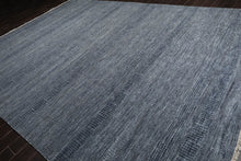 10'x14' Blue Hand Knotted Modern & Contemporary Geometric Tibetan Wool and Bamboo Silk Oriental Area Rug