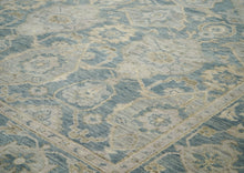 9x12 Blue, Slate, Beige Color Hand Knotted Oushak Wool Transitional Oriental Rug