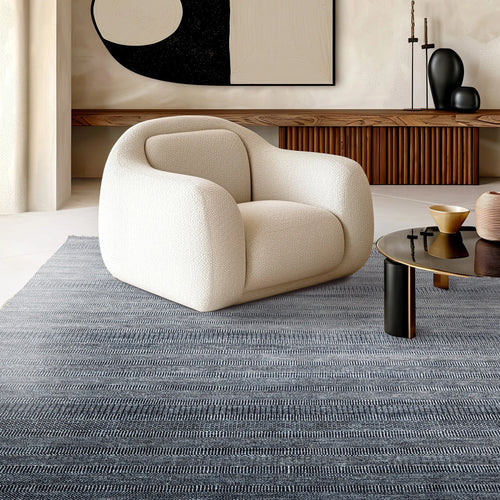 Multi Sizes Blue Hand Knotted Wool and Silk Modern Oriental Area Rug