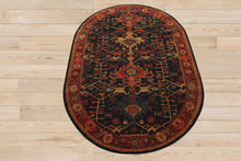Handmade Multi Size 100% Wool Dark Blue Oriental Area Rug