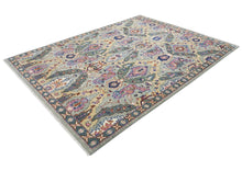 9x12 Slate, Gray, Pink Color Hand Knotted Oushak Wool Arts and Crafts Oriental Rug