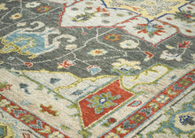 9x12 Gray, Burnt Orange, Lime Color Hand Knotted Oushak Wool  Oriental Rug