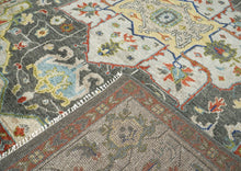 9x12 Gray, Burnt Orange, Lime Color Hand Knotted Oushak Wool  Oriental Rug