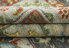 9x12 Gray, Burnt Orange, Lime Color Hand Knotted Oushak Wool  Oriental Rug