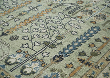 10x14 Mint, Ivory, Blue Color Hand Knotted Oushak Wool Transitional Oriental Rug