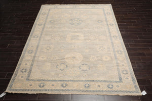 8x10 Hand Knotted Afghan Oushak 100% Wool Modern & Contemporary Oriental Area Rug Gray Beige Color