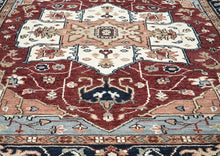 9x12 Rust, Ivory, Blue Color Hand Knotted Oushak Wool  Oriental Rug