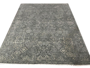 8'x10' Green Hand Knotted Transitional Oriental 100% Wool Oriental Area Rug