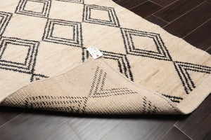 LoomBloom 3'4''x13'2" Ivory Hand Knotted Afghan Moroccan Modern & Contemporary Tribal Wool Oriental Area Rug