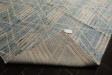 LoomBloom 13'7''x15'11" Blue Hand Knotted Afghan Moroccan Modern & Contemporary Tribal Wool Oriental Area Rug