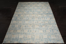 LoomBloom 13'7''x15'11" Blue Hand Knotted Afghan Moroccan Modern & Contemporary Tribal Wool Oriental Area Rug