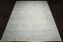 LoomBloom 12'6''x17'11" Blue Hand Knotted Afghan Moroccan Modern & Contemporary Tribal Wool Oriental Area Rug
