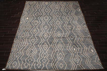 10'1''x13'7" Slate Hand Knotted Afghan Moroccan Modern & Contemporary Tribal wool Oriental Area Rug