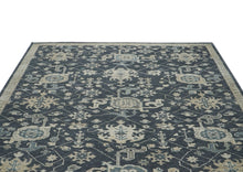 9x12 Blue, Slate, Beige Color Hand Knotted Oushak Wool Arts and Crafts Oriental Rug