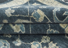 9x12 Blue, Slate, Beige Color Hand Knotted Oushak Wool Arts and Crafts Oriental Rug