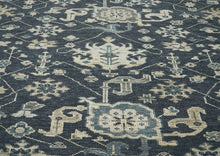 9x12 Blue, Slate, Beige Color Hand Knotted Oushak Wool Arts and Crafts Oriental Rug