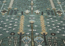 9x12 Celadon, Beige, Brown Color Hand Knotted Oushak Wool Transitional Oriental Rug