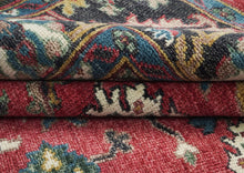 9x12 Coral, Teal, Ivory Color Hand Knotted Oushak Wool Arts and Crafts Oriental Rug