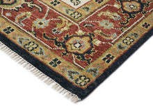 9x12 Blue, Burnt Orange, Ivory Color Hand Knotted Oushak Wool  Oriental Rug