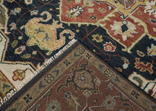 9x12 Blue, Burnt Orange, Ivory Color Hand Knotted Oushak Wool  Oriental Rug