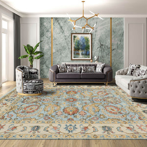 LoomBloom Multi Size Blue Hand Woven Transitional Wool Oriental Area Rug