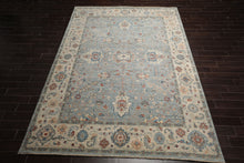 9x12 Blue, Ivory, Rust Color Hand Knotted Khyber Wool Traditional Oriental Rug