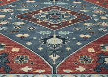 9x12 Blue, Rust, Brown Color Hand Knotted Oushak Wool Traditional Oriental Rug