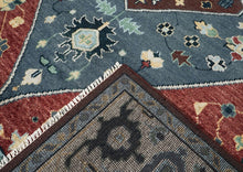 9x12 Blue, Rust, Brown Color Hand Knotted Oushak Wool Traditional Oriental Rug