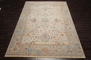 9x12 Beige, Gray, Red Color Hand Knotted Khyber Wool Traditional Oriental Rug