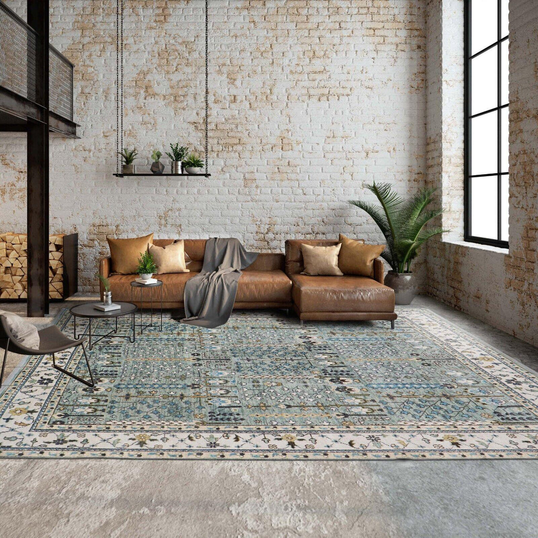 11'10''x15'1'' Palace Sea Foam, Beige Color Hand Knotted Loom Bloom Muted Turkish Oushak 100% Wool Transitional Oriental Area Rug - Oriental Rug Of Houston