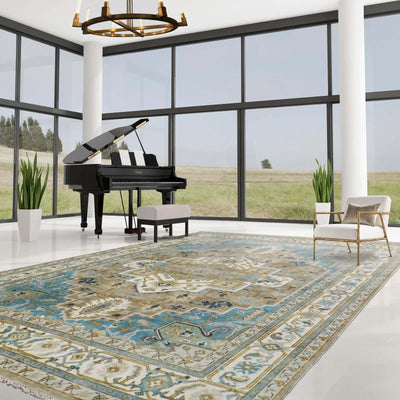 12x15 Palace Beige, Tan Color Hand Knotted LoomBloom Muted Turkish Oushak 100% Wool Transitional Oriental Area Rug - Oriental Rug Of Houston