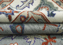 9x12 Slate, Ivory, Rust Color Hand Knotted Oushak Wool Transitional Oriental Rug