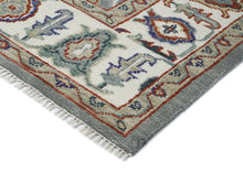 9x12 Slate, Ivory, Rust Color Hand Knotted Oushak Wool Transitional Oriental Rug